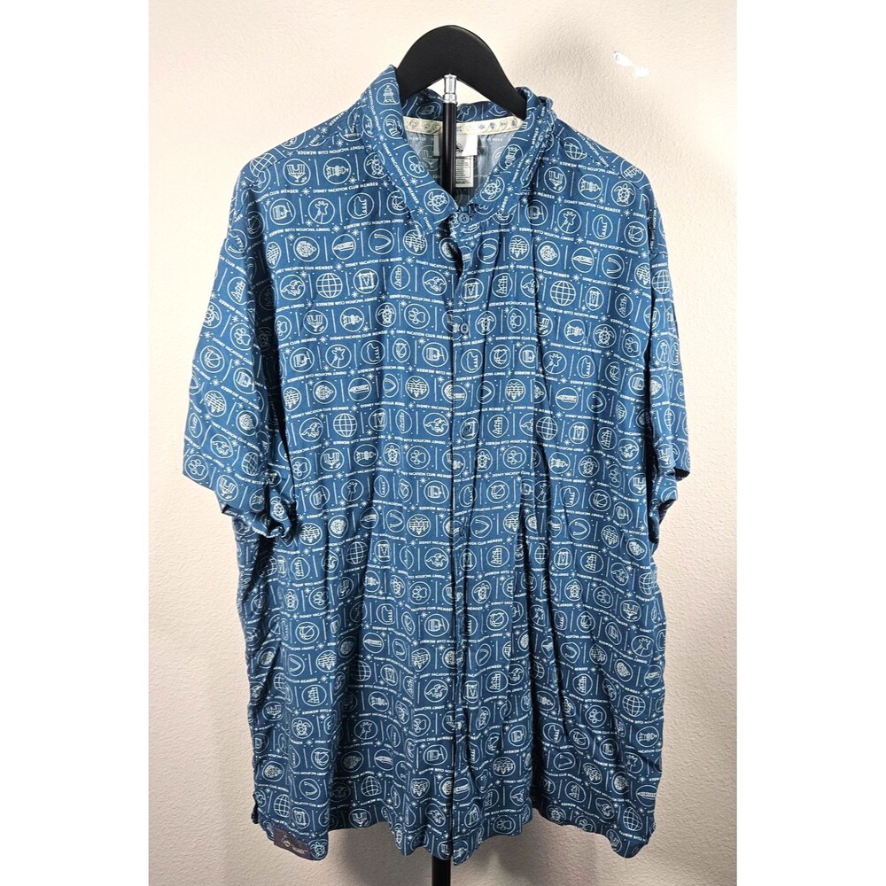 Disney Vacation Club DVC Member Resort Shirt Mens XXL Blue Hawaiian Rayon